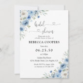 Dusty Blue Ivory Bridal Shower Uitnodiging (Voorkant)