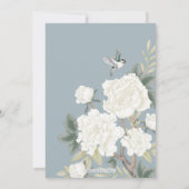 Dusty Blue Ivory Chinoiserie Floral Save the Date Kaart (Achterkant)