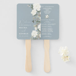 Dusty Blue Ivory Chinoiserie Wedding Programme Handwaaier
