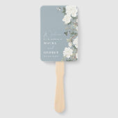 Dusty Blue Ivory Chinoiserie Wedding Programme Handwaaier (Voorkant)