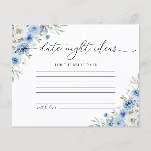 Dusty Blue Ivory Date Night Ideas Kaart (Achterkant)