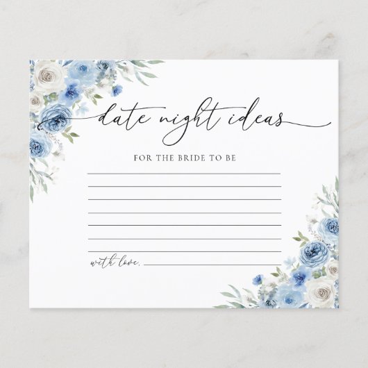 Dusty Blue Ivory Date Night Ideas Kaart (Voorkant)