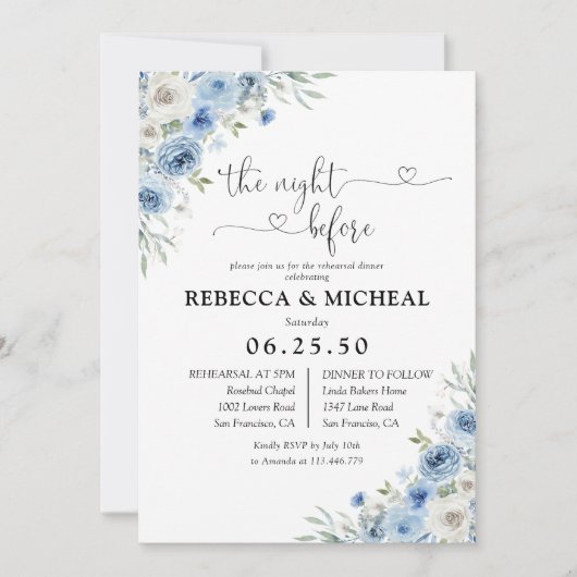 Dusty Blue Ivory de avond voor de uitnodiging (Voorkant)
