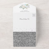 Dusty Blue Ivory Floral Boho Moon Baby shower All In One Uitnodiging (Buitenkant)