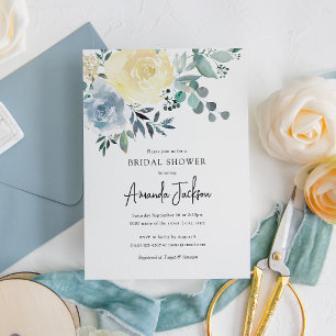 Dusty Blue Ivory Floral Greenery Vrijgezellenfeest Kaart