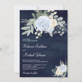 Dusty Blue Ivory Floral in één marinevrouw Kaart (Voorkant)