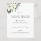 Dusty Blue Ivory Floral Wedding Enclosure Card Informatiekaartje (Voorkant)