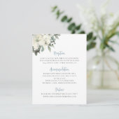 Dusty Blue Ivory Floral Wedding Enclosure Card Informatiekaartje (Staand voorkant)