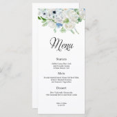 Dusty Blue Ivory Floral Wedding Menu (Voorkant / Achterkant)