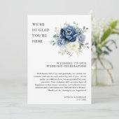 Dusty Blue Ivory Floral Weekend Evenementen Progra Kaart (Staand voorkant)