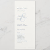 Dusty Blue Ivory Monogram Welkom Huwelijksprogramm Programmakaart (Voorkant)