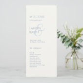 Dusty Blue Ivory Monogram Welkom Huwelijksprogramm Programmakaart (Staand voorkant)