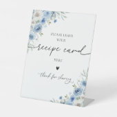 Dusty Blue Ivory Recept Kaart teken Reclamebord Met Voetstuk (Voorkant)