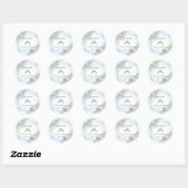 Dusty Blue Ivory Roos Flowers Quinceanera Verjaard Ronde Sticker (Vel)