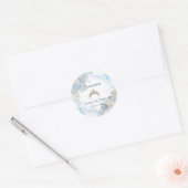 Dusty Blue Ivory Roos Flowers Quinceanera Verjaard Ronde Sticker (Envelop)