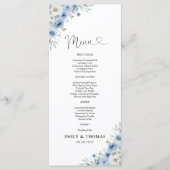 Dusty Blue Ivory Trouwceremonie Menu (Voorkant)