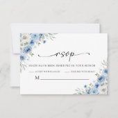 Dusty Blue Ivory Trouwceremonie RSVP-kaart RSVP Kaartje (Voorkant)