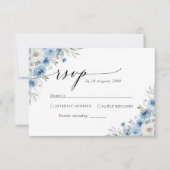 Dusty Blue Ivory Trouwceremonie RSVP-kaart RSVP Kaartje (Voorkant)