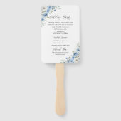 Dusty Blue Ivory Trouwprogramma Hand Fan Handwaaier (Achterkant)
