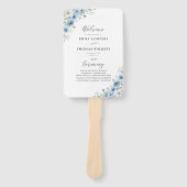 Dusty Blue Ivory Trouwprogramma Hand Fan Handwaaier (Voorkant)