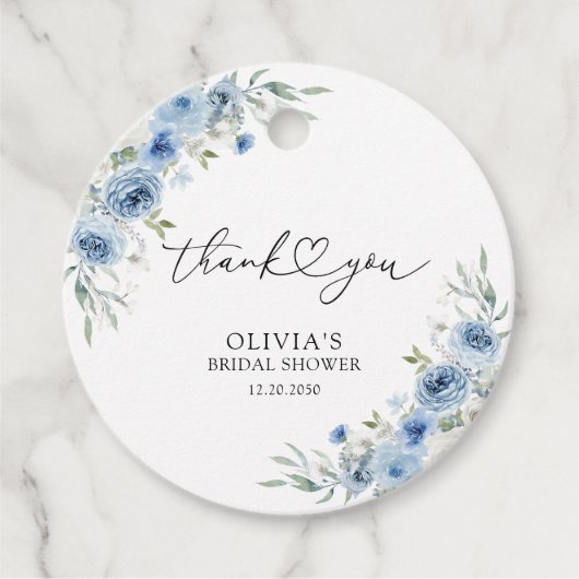 Dusty Blue Ivory Vrijgezellenfeest Gift Label (Voorkant)