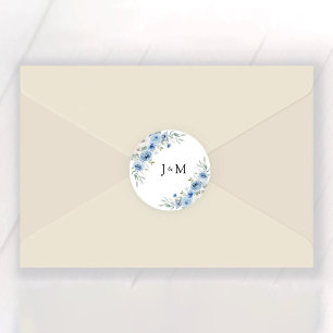 Dusty Blue Ivory Wedding Classic Ronde Sticker
