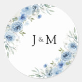 Dusty Blue Ivory Wedding Classic Ronde Sticker (Voorkant)