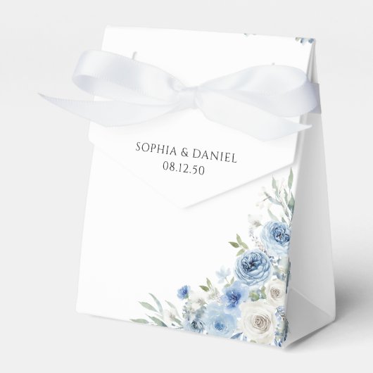 Dusty Blue Ivory Wedding Favor Box Bedankdoosjes (Voorkant Zijde)