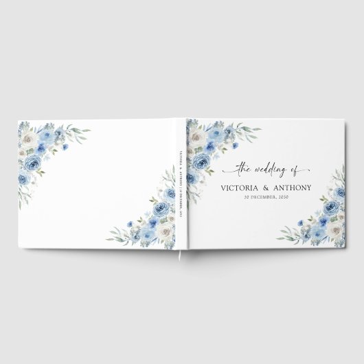 Dusty Blue Ivory Wedding Gastenboek (Volledig)