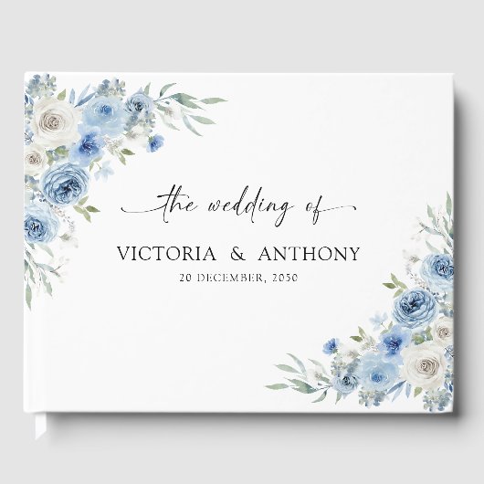 Dusty Blue Ivory Wedding Gastenboek (Voorkant)