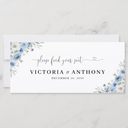 Dusty Blue Ivory Wedding Head Table Sign (Voorkant)