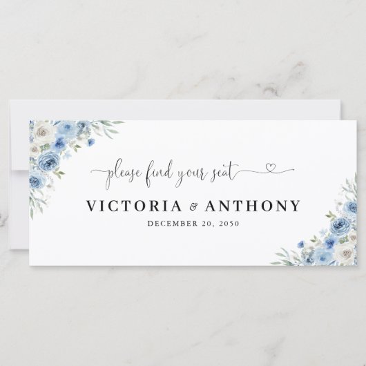 Dusty Blue Ivory Wedding Head Table Sign (Voorkant)
