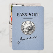 Dusty Blue Jamaica Passport Bewaar de datum Save The Date (Voorkant / Achterkant)