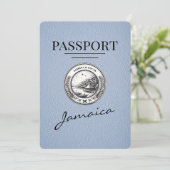 Dusty Blue Jamaica Passport Bewaar de datum Save The Date (Staand voorkant)