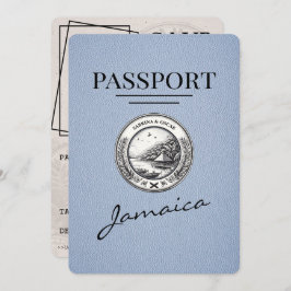 Dusty Blue Jamaica Passport Bewaar de datum Save The Date