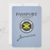 Dusty Blue Jamaica Passport Wedding Invitation Kaart (Achterkant)