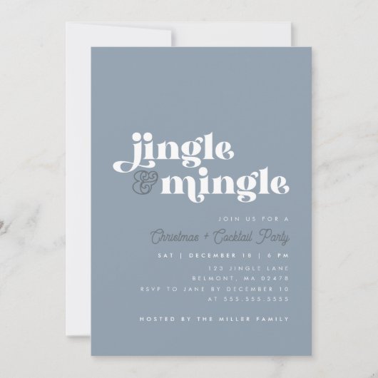 Dusty Blue Jingle Mingle Modern Kerstfeest Kaart (Voorkant)