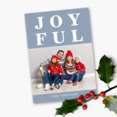 Dusty Blue Joyful Modern Foto Kerstmis Feestdagenkaart