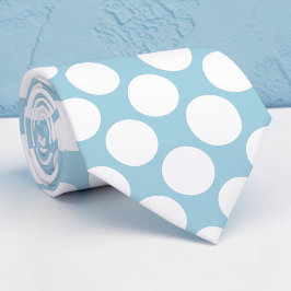 Dusty Blue Jumbo Polka Dots Custom Necktie Stropdas