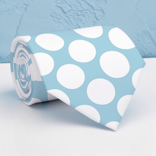 Dusty Blue Jumbo Polka Dots Custom Necktie Stropdas