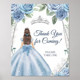 Dusty Blue Jurken Quinceañera Dank u Poster