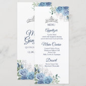 Dusty Blue Jurken Quinceañera Menu Kaart (Voorkant / Achterkant)