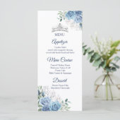 Dusty Blue Jurken Quinceañera Menu Kaart (Staand voorkant)