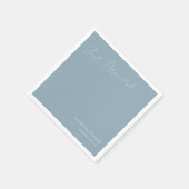 Dusty Blue Just Getrouwd bruiloft servetten met na (Hoek)