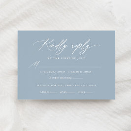 Dusty Blue Kalligrafie Bruiloft Menu RSVP-kaart