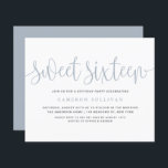 Dusty Blue  kalligrafie Sweet 16 Invitation<br><div class="desc">Vier de aanstaande ouders met deze aanpasbare zoete 16-party-uitnodiging, met de uitdrukking "verjaardagsfeestje" in een speels, grillig script. Ideaal voor traditionele of moderne thema’s. Personaliseer door namen, datum, adres en andere details toe te voegen. Of u nu een brunch, een bijeenkomst in de achtertuin of een gezellig binnenfeest organiseert, deze...</div>