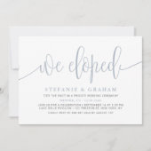 Dusty Blue  Kalligrafie Wedding Elopement Kaart (Voorkant)
