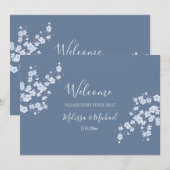 Dusty Blue Kersenbloesem |  Stoelindeling Header Kaart (Voorkant / Achterkant)