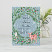 Dusty Blue Kerstmis Deer Brunch en Bubble Kaart (Staand voorkant)