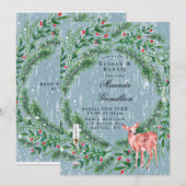 Dusty Blue Kerstmis Deer Brunch en Bubble Kaart (Voorkant / Achterkant)